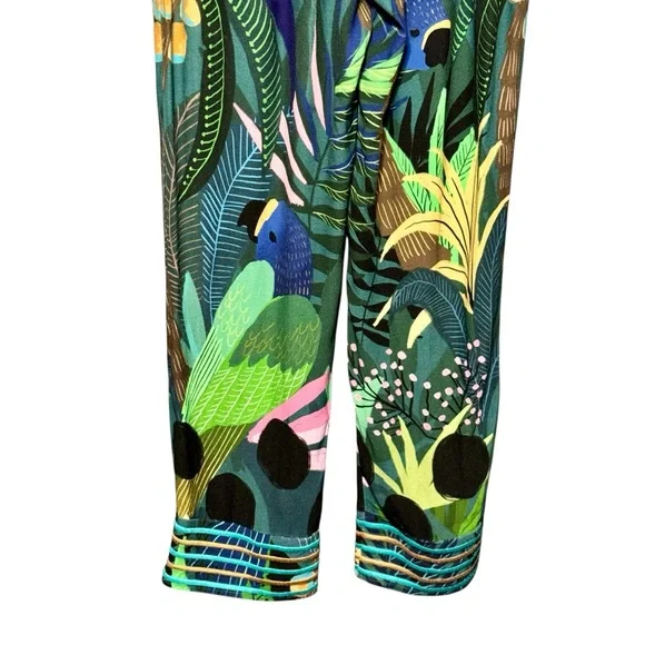 Farm Rio Anthropologie Tropique Tropical Bird Printed Elastic Waist Pants - Picture 12 of 14